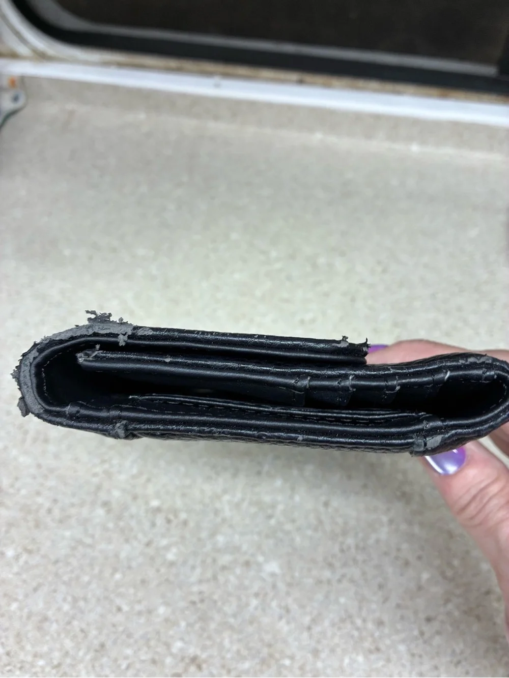GUESS Black Embossed Foldover Leather Wallet